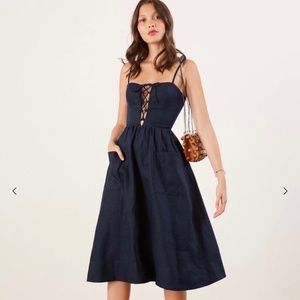 NWT Ellen Reformation Dress Navy